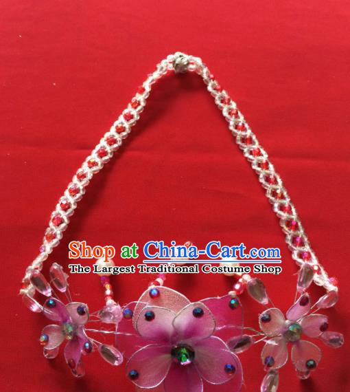 Chinese Beijing Opera Princess Pink Flowers Necklace Traditional Peking Opera Diva Accessories for Women