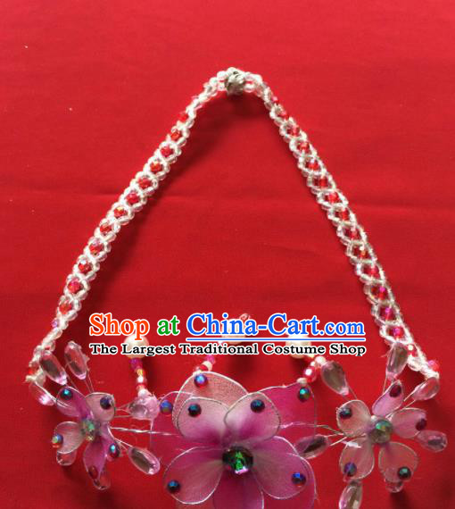 Chinese Beijing Opera Princess Pink Flowers Necklace Traditional Peking Opera Diva Accessories for Women