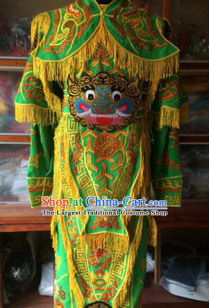 Chinese Beijing Opera General Green Embroidered Clothing Traditional Peking Opera Takefu Costume for Men