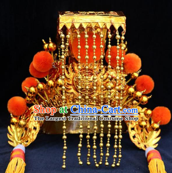 Chinese Beijing Opera God Hat Traditional Peking Opera Emperor Hair Accessories for Men