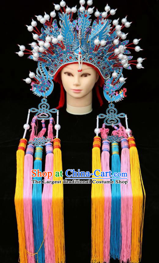 Chinese Beijing Opera Diva Phoenix Coronet Traditional Peking Opera Bride Hat Hair Accessories for Women
