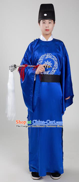 Chinese Ancient Court Eunuch Royalblue Robe Traditional Ming Dynasty Manservant Costume for Men