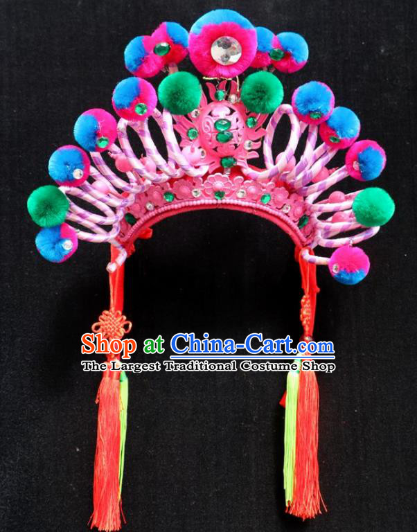 Chinese Beijing Opera Female Warrior Phoenix Coronet Traditional Peking Opera Swordsman Hat Hair Accessories for Women