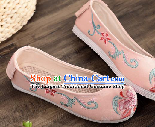 Traditional Chinese Embroidered Pink Shoes Handmade Cloth Shoes National Cloth Shoes for Women