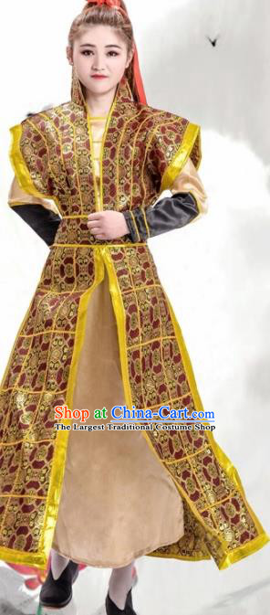 Chinese Ancient Traditional Northern and Southern Dynasties Female General Costume Helmet and Armour for Women