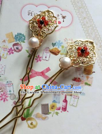 Chinese Ancient Princess Golden Hairpins Traditional Court Hair Accessories for Women