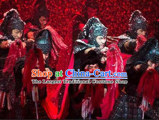 Chinese The Romantic Show of Songcheng Military General Stage Performance Dance Armor Costume for Men