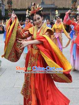 Chinese The Romantic Show of Mingyue Classical Dance Red Dress Stage Performance Costume for Women