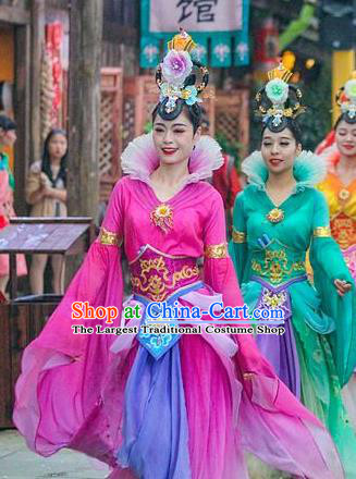 Chinese The Romantic Show of Mingyue Classical Dance Rosy Dress Stage Performance Costume for Women