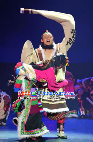 Chinese Impression Tibetan Zang Nationality Clothing Stage Performance Dance Costume for Men