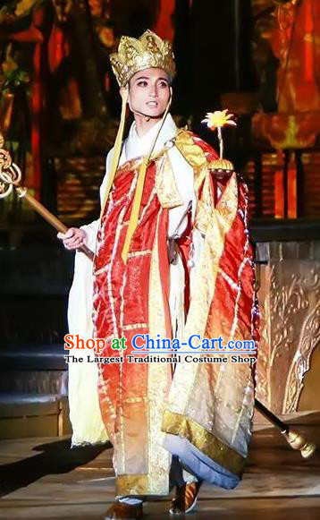 Chinese the Porcelain Tower Ceremony Tang Dynasty Monk Xuanzang Stage Performance Dance Costume for Men