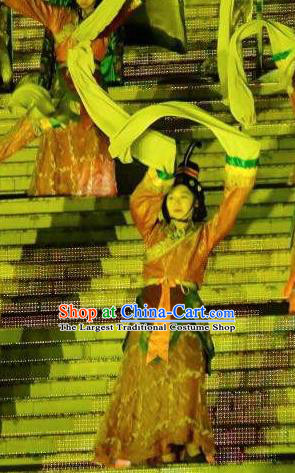 Chinese Mount Tai Worship Ceremony Han Dynasty Classical Dance Dress Stage Performance Costume for Women