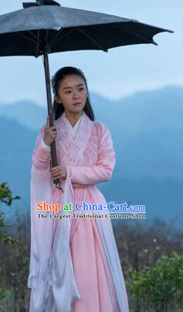 Drama Ever Night Ancient Chinese Maidservant Pink Dress Traditional Tang Dynasty Female Swordsman Costumes for Women