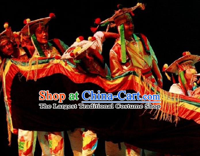 Chinese Impression of Lijiang Naxi Nationality Ethnic Ceremony Dance Stage Performance Costume for Men