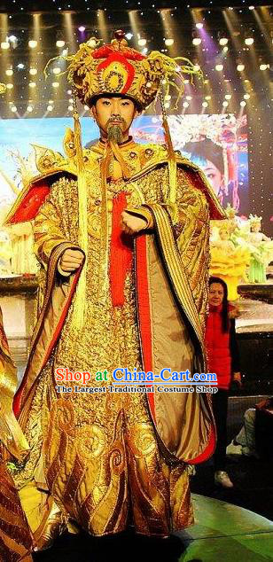 Chinese Picturesque Huizhou Opera Ancient God Emperor Clothing Stage Performance Dance Costume for Men