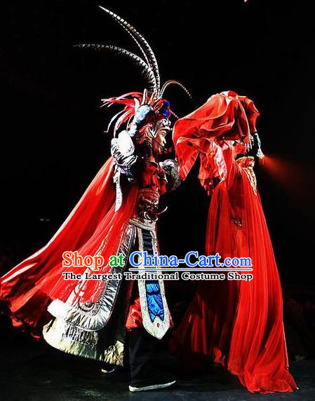 Chinese Picturesque Huizhou Opera Ancient General Armor Clothing Stage Performance Dance Costume for Men