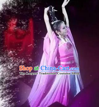 Chinese Dream Of Tao Classical Dance Rosy Dress Stage Performance Costume and Headpiece for Women