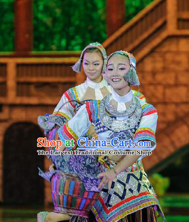 Chinese Charm Xiangxi Tujia Nationality Folk Dance Brown Dress Stage Performance Costume and Headpiece for Women