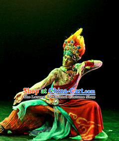 Chinese The Ancient Dunhuang Music Theatre Bodhisattva Red Clothing Stage Performance Dance Costume for Men