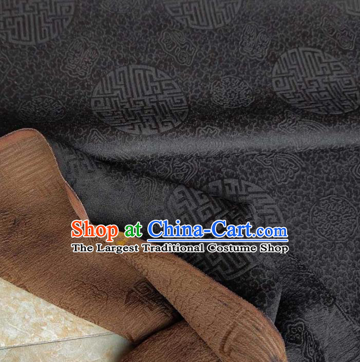 Traditional Chinese Classical Longevity Pattern Black Gambiered Guangdong Gauze Silk Fabric Ancient Hanfu Dress Silk Cloth