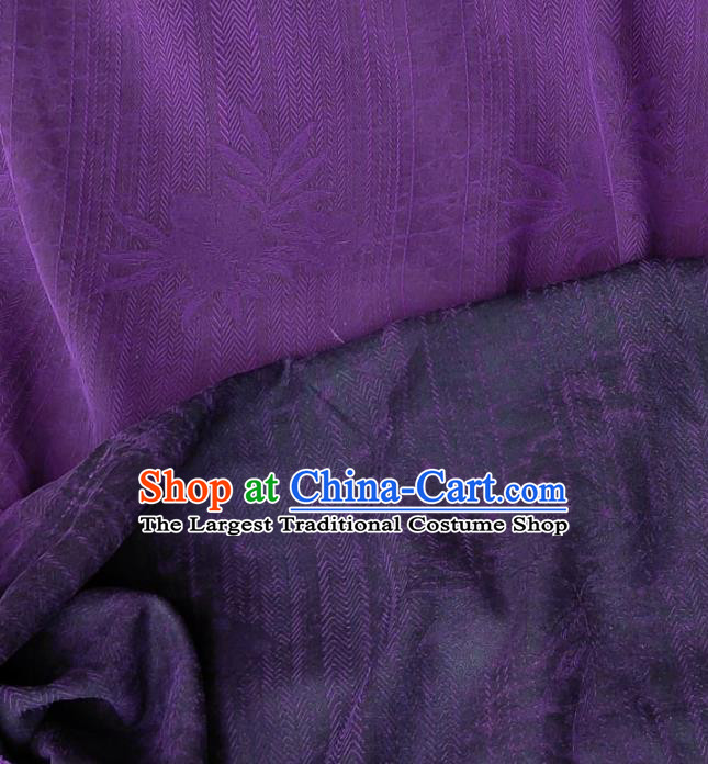 Traditional Chinese Classical Grass Pattern Purple Gambiered Guangdong Gauze Silk Fabric Ancient Hanfu Dress Silk Cloth