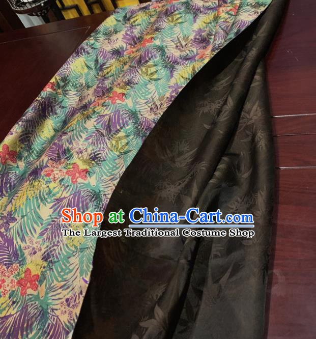 Chinese Classical Green Leaf Pattern Silk Fabric Traditional Ancient Hanfu Dress Brocade Cloth