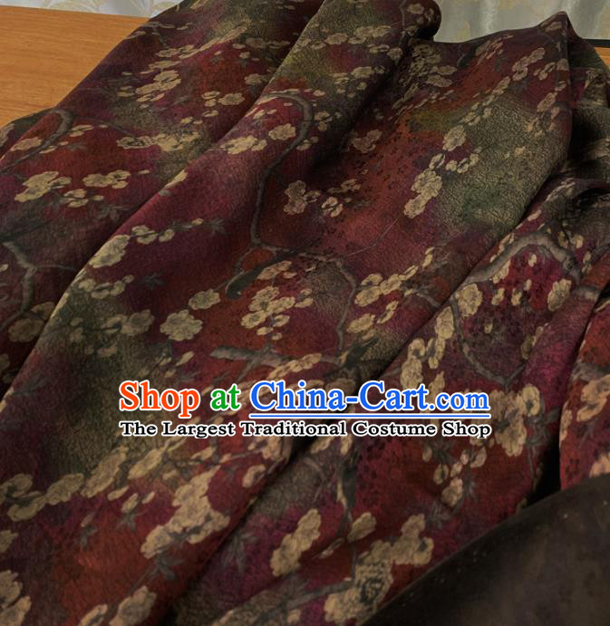 Chinese Classical Plum Pattern Purple Silk Fabric Traditional Ancient Hanfu Dress Brocade Cloth