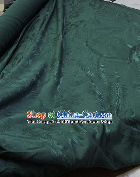 Chinese Classical Leaf Pattern Atrovirens Silk Fabric Traditional Ancient Hanfu Dress Brocade Cloth