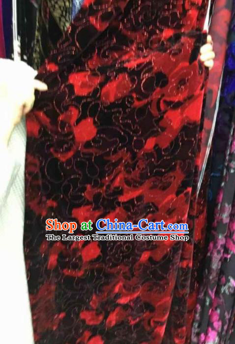 Traditional Chinese Classical Pattern Black Pleuche Fabric Ancient Cheongsam Dress Velvet Cloth