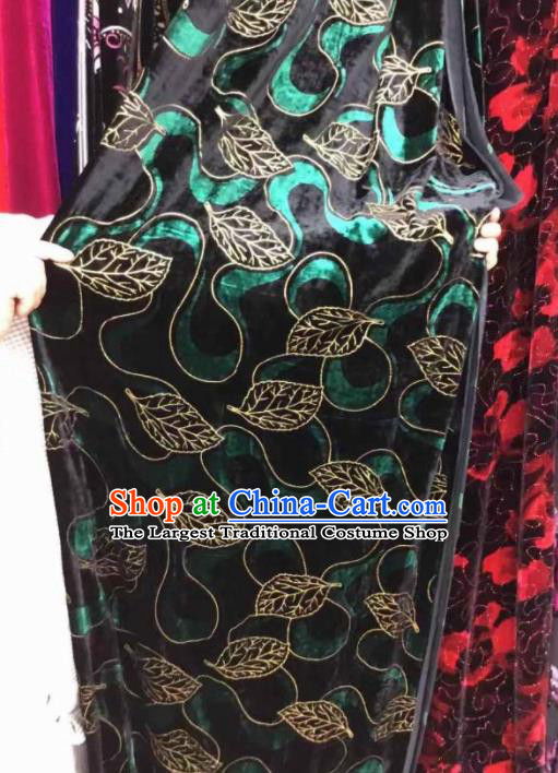 Traditional Chinese Classical Green Pattern Pleuche Fabric Ancient Cheongsam Dress Velvet Cloth