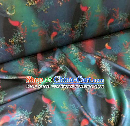 Traditional Chinese Classical Pattern Navy Blue Silk Fabric Ancient Hanfu Dress Brocade Cloth