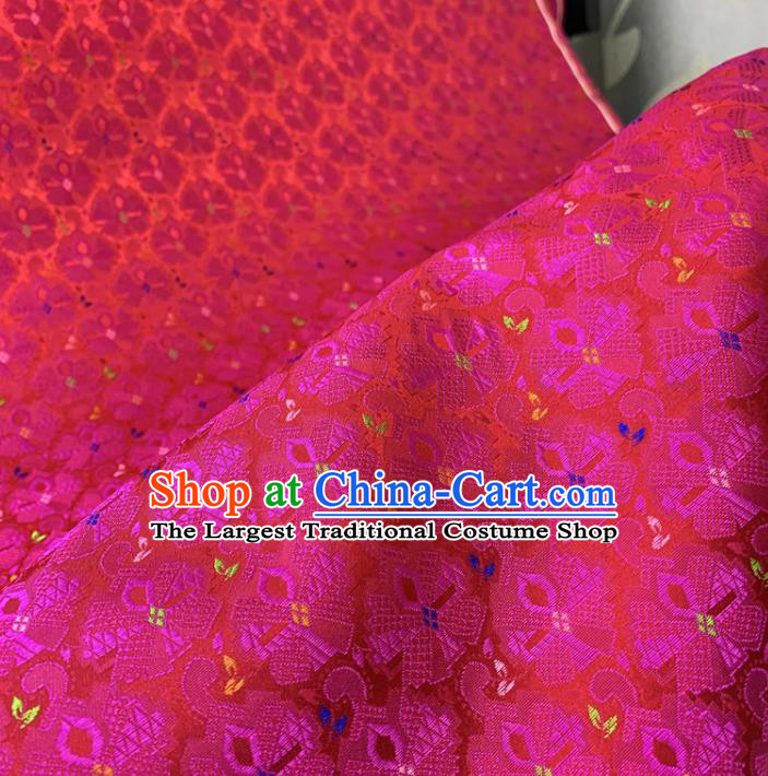 Chinese Classical Pattern Rosy Silk Fabric Traditional Ancient Hanfu Dress Brocade Cloth