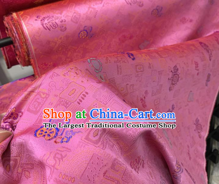 Chinese Classical Pattern Pink Silk Fabric Traditional Ancient Hanfu Dress Brocade Cloth