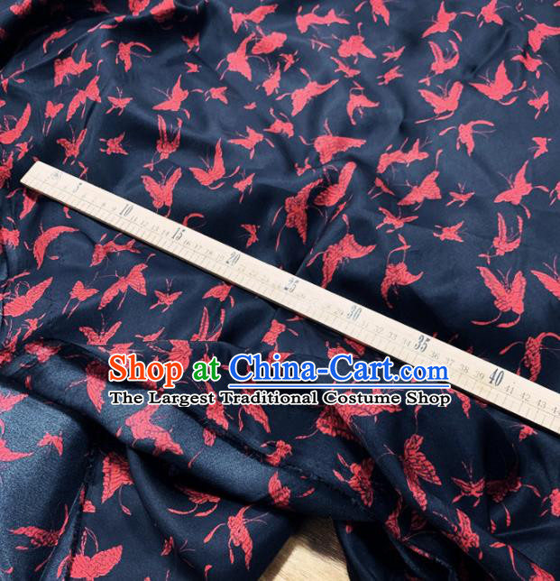 Chinese Classical Butterfly Pattern Black Silk Fabric Traditional Ancient Hanfu Dress Brocade Cloth