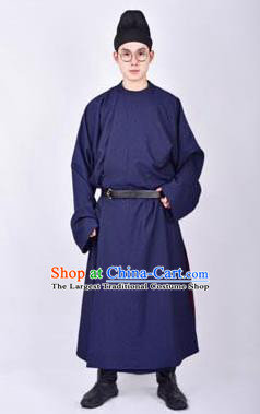 Chinese Traditional Tang Dynasty Imperial Bodyguard Hanfu Royalblue Robe Ancient Swordsman Costume for Men