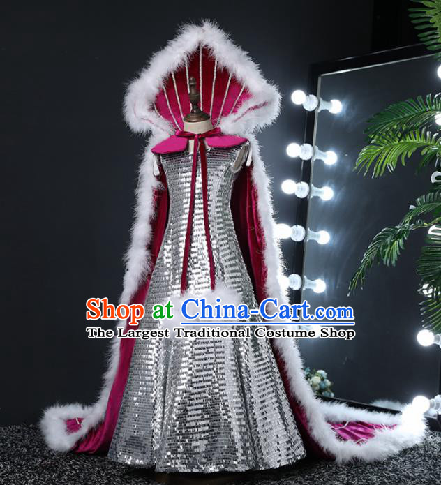 Top Grade Children Day Dance Performance Argent Dress Kindergarten Girl Cosplay Queen Stage Show Costume for Kids