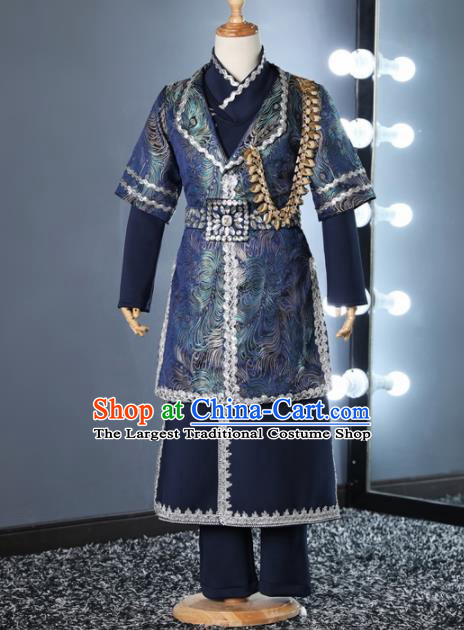 Chinese Children Day Classical Dance Performance Royalblue Outfits Kindergarten Boys Stage Show Costume for Kids