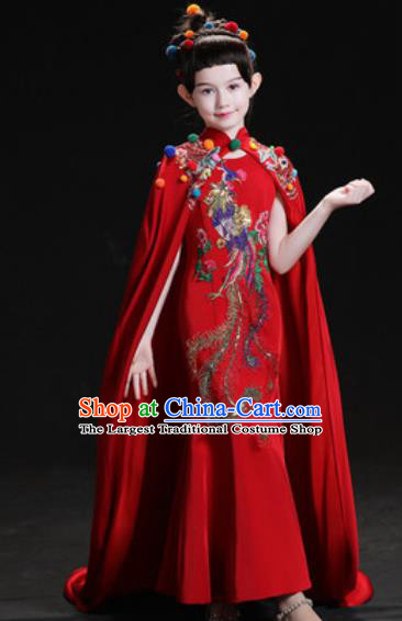 Chinese New Year Dance Performance Red Dress Kindergarten Girls Stage Show Costume for Kids