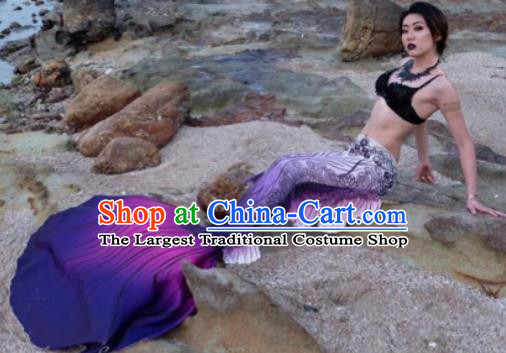 Halloween Cosplay Mermaid Purple Fishtail Swimwear Dress Nylon Fish Tail Skirt Clothing for Women