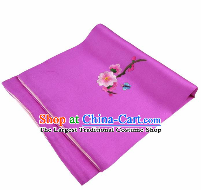 Chinese Traditional Handmade Embroidery Plum Blossom Rosy Silk Handkerchief Embroidered Hanky Suzhou Embroidery Noserag Craft