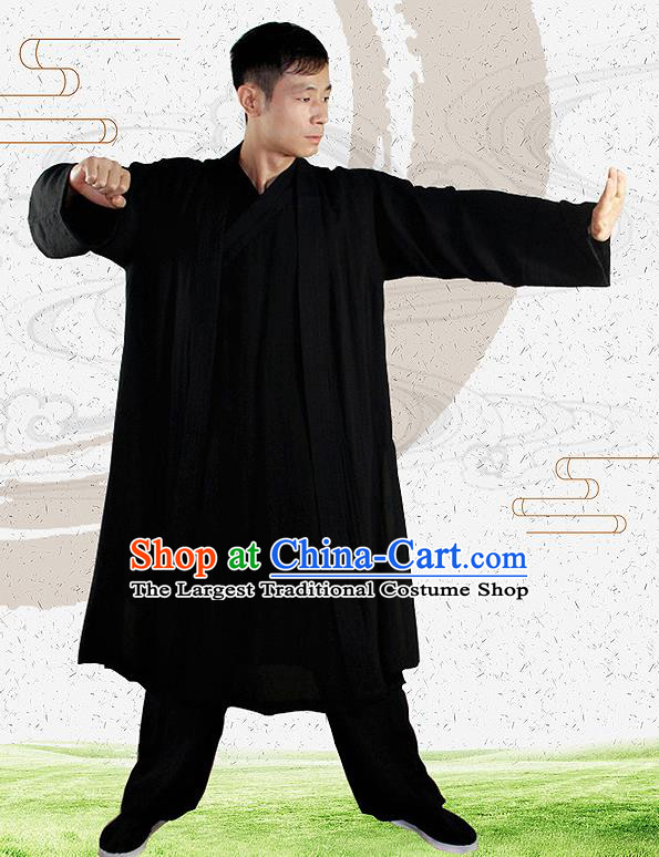 Traditional Chinese Martial Arts Black Outfits Kung Fu Wudang Taoist Priest Tai Chi Costume for Men