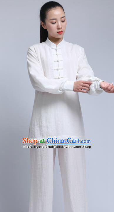 Chinese Traditional Wudang Martial Arts White Outfits Kung Fu Tai Chi Costume for Women