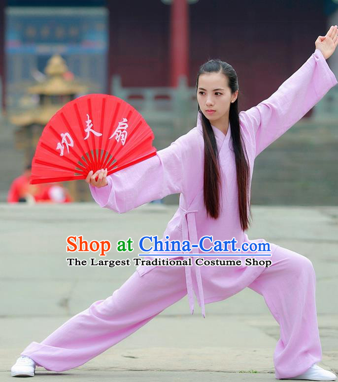 Chinese Traditional Wudang Taoist Priest Martial Arts Lilac Outfits Kung Fu Tai Chi Costume for Women