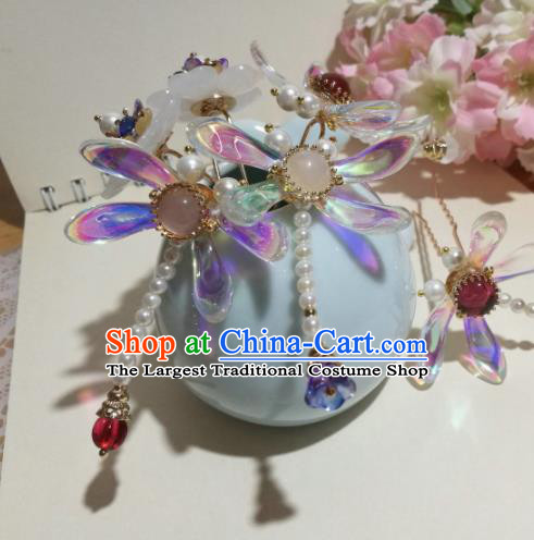 Traditional Chinese Classical Dragonfly Hair Clip Hairpins Ancient Hanfu Hair Accessories for Women