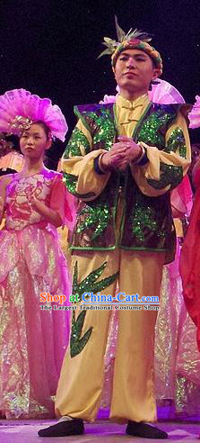 Phoenix Flying Qiang Dance Traditional Chinese Qiang Ethnic Minority Dance Costumes and Headwear for Men