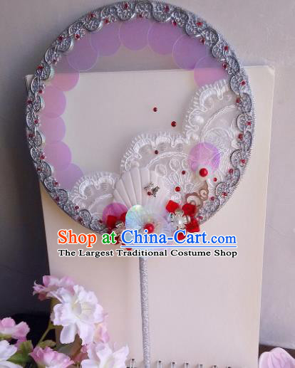 Traditional Chinese Classical Silk Palace Fans Hanfu Bride Round Fan for Women