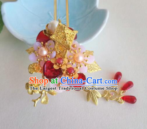 Traditional Chinese Classical Golden Palace Hairpins Ancient Hanfu Hair Accessories for Women