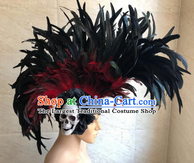 Top Halloween Deluxe Feather Headwear Brazilian Carnival Samba Dance Hair Accessories for Men