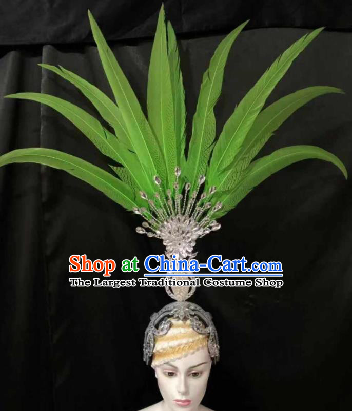 Top Halloween Green Feather Headwear Brazilian Carnival Samba Dance Hair Accessories for Women