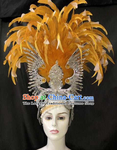 Top Halloween Yellow Feather Hat Brazilian Carnival Samba Dance Hair Accessories for Women